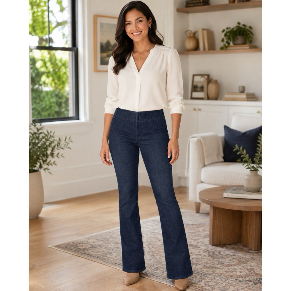 NYDJ Pull On Bootcut Jeans Size PL Petite Large Dark Wash Lift Tuck Stretch